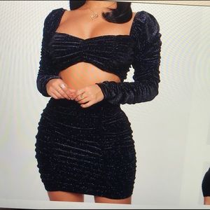 Dark Blue & sparkles skirt set